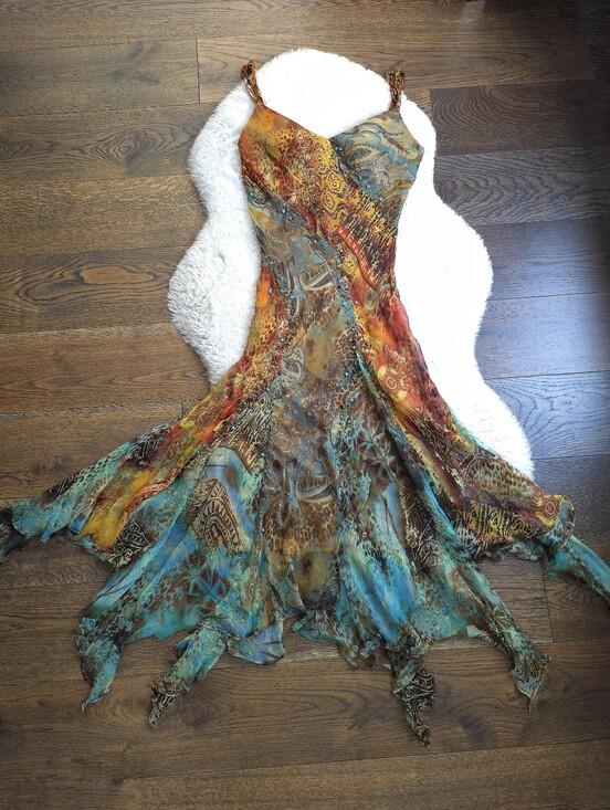 Sue Wong Dresses & Skirts - RARE Sue Wong Y2K Silk Beaded Siren Mermaid Slip Dress